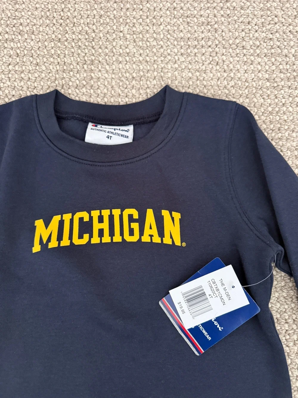 Kids 4t Michigan Champion Navy Crewneck Sweatshirt